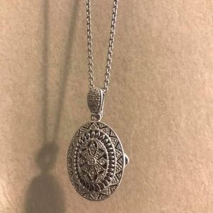 Diamond Accent Oval Vintage Look Locket with Chain